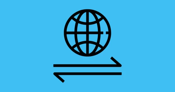 pictogramme d'une sphère représentant le monde et deux lignes pour les transferts de données qui illustre l'itinérance de données en amérique du nord.