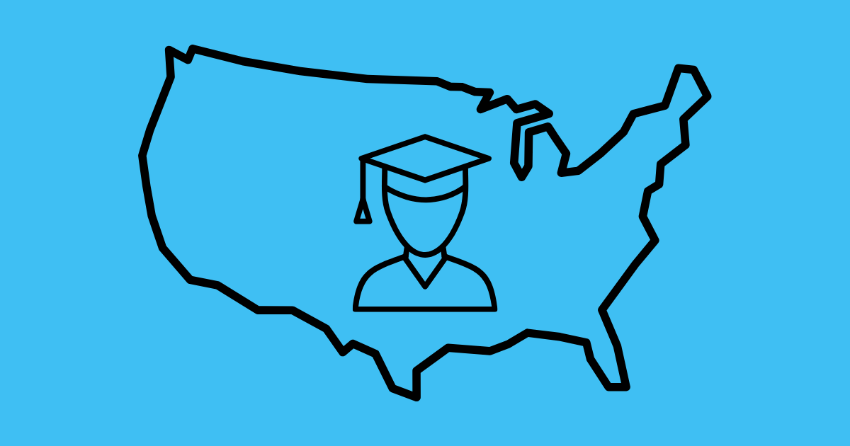 image représentant une carte des usa et un étudiant pour représenter le fait d'avoir internet quand on va étudier aux usa