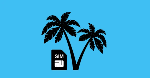Abbildung der Karibik und einer Sim-Karte, um Lösungen für das Internet auf Reisen zu haben